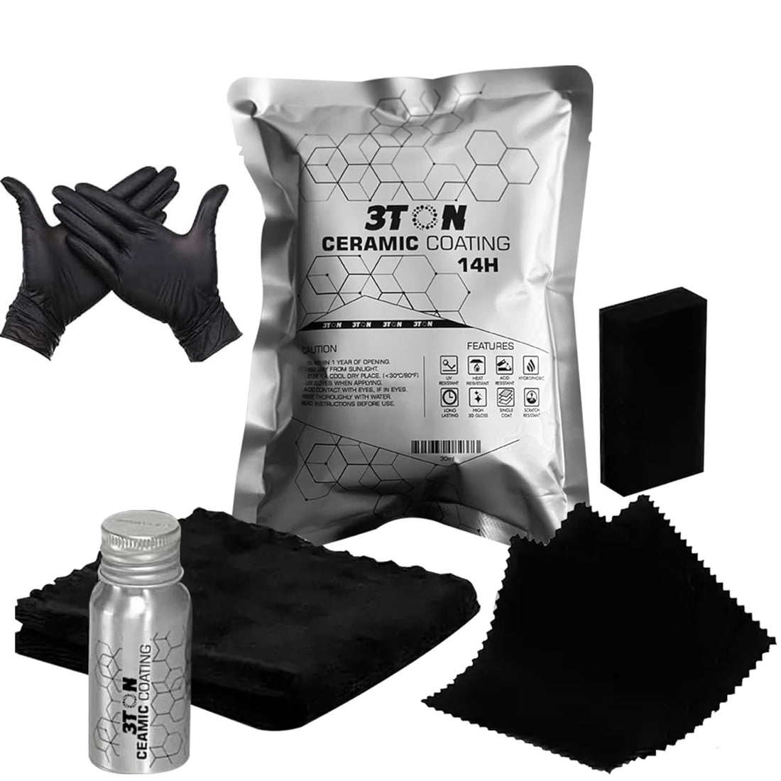 3TON 𝟏4𝐇 𝐀𝐝𝐯𝐚𝐧𝐜𝐞𝐝 𝗚𝗿𝗮𝗽𝗵𝗲𝗻𝗲 Coating for Car Detailing, Advanced SiO2 Technology Ceramic Kit for Cars Boats Motorcycle Anti-Scratch Hydrophobic Protection